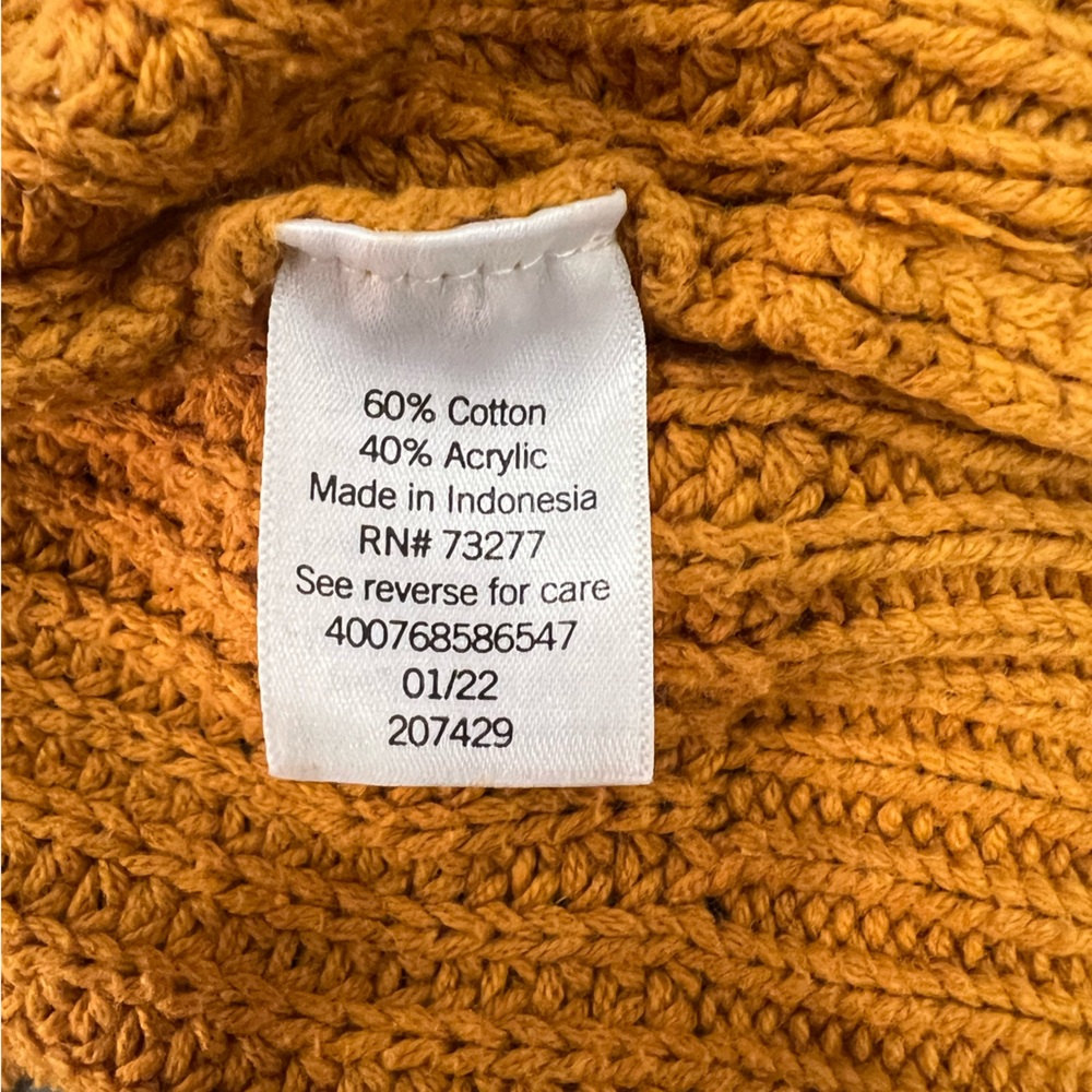 Sonoma Golden Mustard Cable Knit Sweater Drop Shoulder Crew Neck 4X - Picture 4 of 5